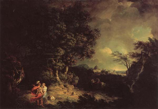 JONES, Thomas Landscape with Dido and Aeneas